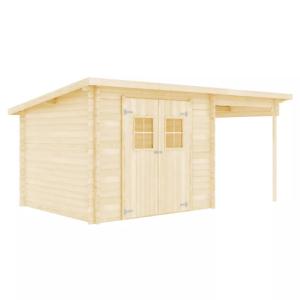 ABRI de jardin, bois massif 28 mm avec extension réversible, surface 16 m²