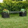 Banc de jardin avec bacs à fleurs, en bois massif, noir