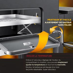 Barbecue fumoir charbon ou bois, XL avec accessoires complets