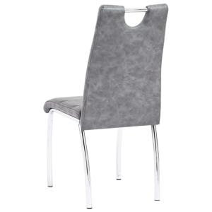 CHAISES salle à manger, similicuir gris, lot de  4