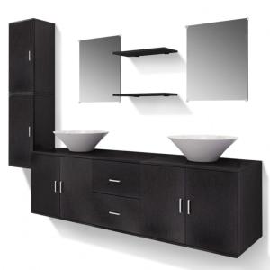 ENSEMBLE salle de bain complet, double vasque, meuble noir