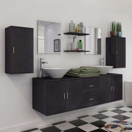 ENSEMBLE salle de bain complet, double vasque, meuble noir