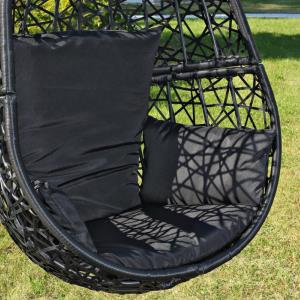 HAMAC de jardin noir métal, coussins noir