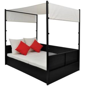 LIT canapé de jardin, 2 places modulables, résine tressée noir 