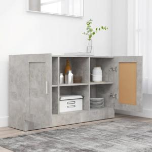 Meuble bas, buffet, coloris gris béton, 120 cm