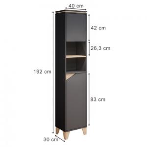 Meuble colonne 192 cm sur pieds, anthracite, gamme ELEGANT