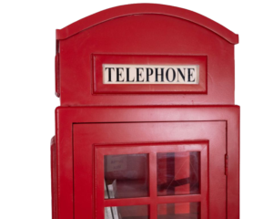 Meuble design, cabine téléphonique rouge, bois massif