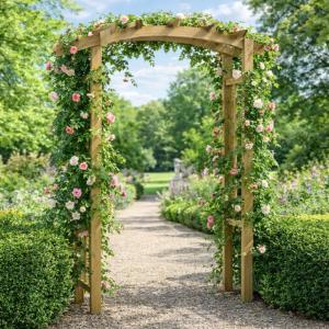 Arche de jardin bois massif 150 cm avec treillis – Pin traité autoclave