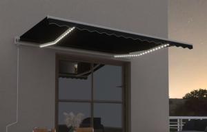 STORE BANNE 5 x 3.5 m, manuel, éclairage LED, toile anthracite