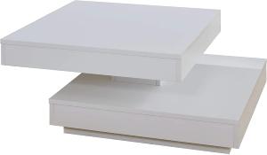 TABLE basse, pivotante, 2 niveaux, blanche, modèle MIRAGE