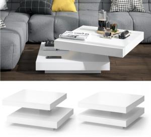 TABLE basse, pivotante, 2 niveaux, blanche, modèle MIRAGE