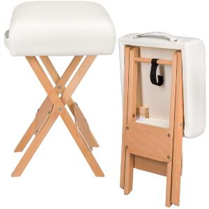 TABLE de massage PRO avec accessoires, 3 zones, pliante, blanche