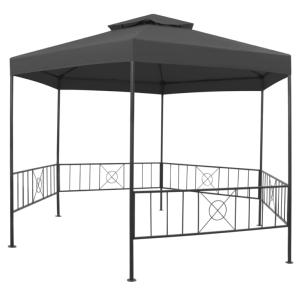Tonnelle de jardin hexagonale, acier, 325 cm, anthracite