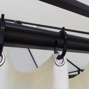 Tonnelle de Jardin 3 x 4 m avec Éclairage LED Solaire et Rideaux