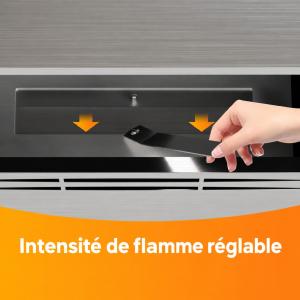 Cheminée bio-éthanol ELVORA en inox brossé – Murale ou encastrable, 60 cm