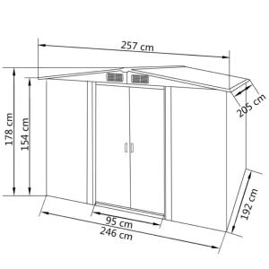 ABRI de jardin, 5.30 m² en métal galvanisé, 4 coloris