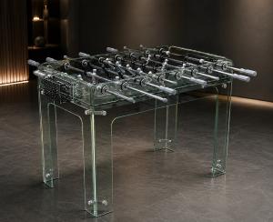 Baby-Foot Design CRYSTAL 90 en Verre Trempé – 90 kg – Barres Télescopiques