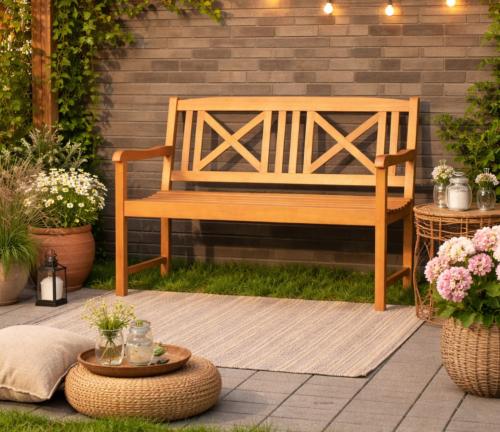 Banc de jardin en bois massif exotique, 120 cm