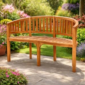 Banc de Jardin 120 cm Demi-Cercle en Teck Massif