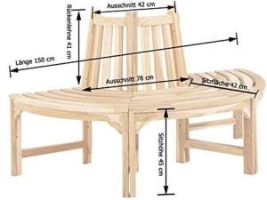 BANC de jardin tour d'arbre en teck, diamètre 150 cm