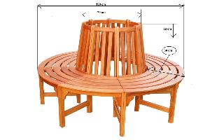 Banc de jardin en bois exotique, tour d'arbre, diamètre 190 cm