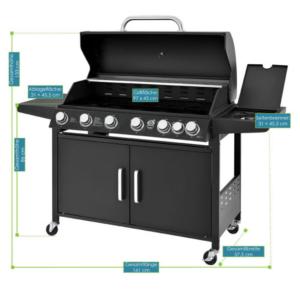 BARBECUE INDIANA, 7 brûleurs, surface cuisson XXL, avec housse de protection