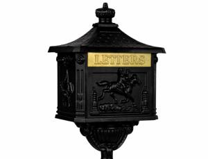 Boîte aux lettres sur pied style antique – Fonte d’aluminium – Noir