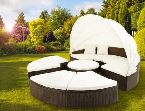 Canapé de jardin rond, résine tressée - 230 cm - marron