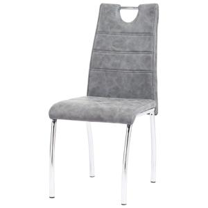 CHAISES salle à manger, similicuir gris, lot de  4
