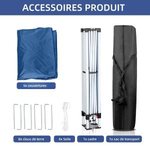 CHAPITEAU pliant 3 x 3 m, aluminium, 5 coloris