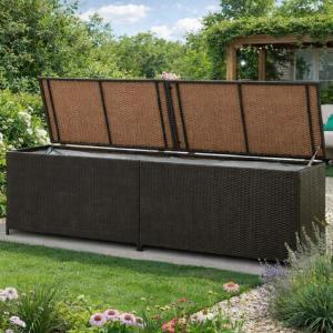 Coffre de Rangement Extérieur, Résine Tressée Marron, 200 cm