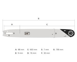 GUIDE de chaine pour tronçonneuse 24", 61 cm