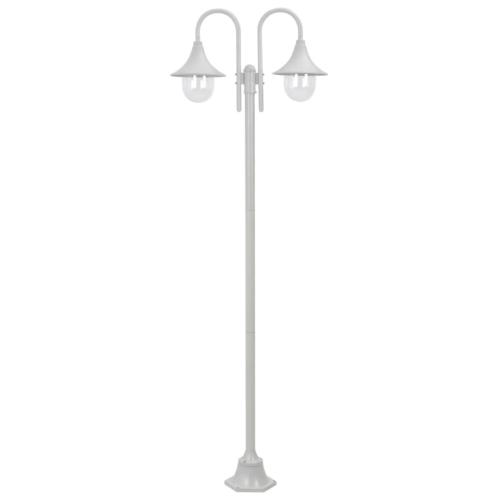 LAMPADAIRE BLANC, lampe jardin extérieur 2 têtes