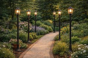 Lot de 6 lampadaires extérieurs aluminium – 110 cm – Style rétro