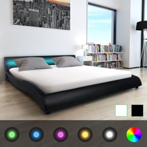 LIT design LED en cuir noir, 140 x 200 cm, modèle VENISE