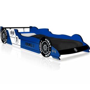 Lit 90 x 200 cm, en forme de voiture formule 1, Bleu