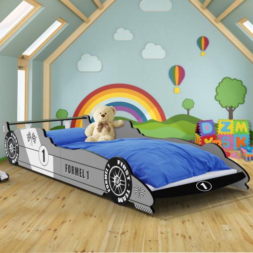 Lit 90 x 200 cm, en forme de voiture formule 1, Gris