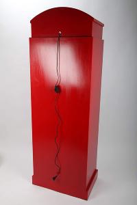 Meuble design, cabine téléphonique rouge, bois massif