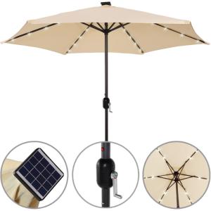 Parasol Aluminium solaire, 24 leds, 270 cm, 2 coloris