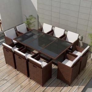 Salon de jardin résine tressée 3 coloris, LUXE, 10 fauteuils, modèle RIO