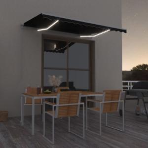 STORE BANNE 4.5 x 3 m, manuel, éclairage LED, toile anthracite