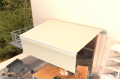 STORE BANNE 400 x 300 cm avec auvent, motorisé, éclairage LED, détecteur de vent, crème