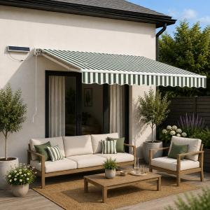 Store banne semi-coffre motorisation solaire - 400 x 350 cm