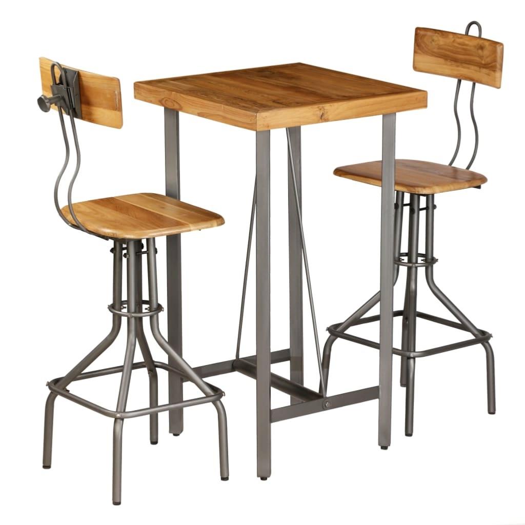 SET table  haute 2  tabourets de bar  fabriqu  en teck massif 