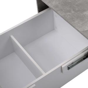 TABLE basse, 100 cm, extensible, blanc, gris béton avec rangement