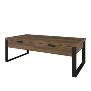 TABLE basse 120 cm, métal et bois, couleur noyer
