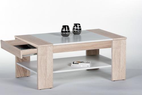 TABLE basse en bois beige/blanc, 100 cm, avec tiroir, modèle BERLIN 