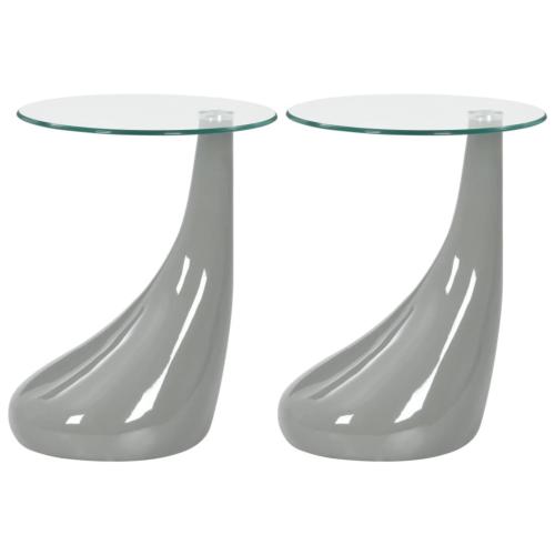 TABLE basse en verre trempé fibre de verre, gris brillant
