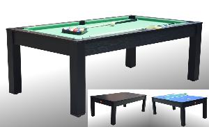 Table BILLARD/ping-pong, noir, avec plateau salle à manger, 215 cm