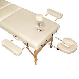 TABLE de massage PRO avec accessoires, 3 zones, pliante, crème